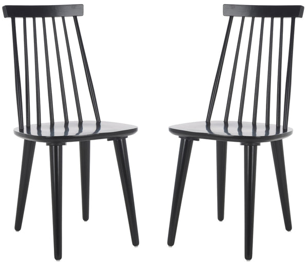 Safavieh BURRIS Set of 2 Classic Windsor Dining Chairs in Elegant Black - Durable, Stylish, Eco-Friendly Design AMH8511A-SET2