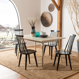 Safavieh BURRIS Set of 2 Classic Windsor Dining Chairs in Elegant Black - Durable, Stylish, Eco-Friendly Design AMH8511A-SET2