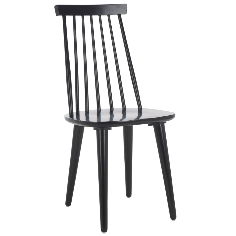 Safavieh BURRIS Set of 4 Classic Black Side Chairs - Durable Rubberwood, Modern Windsor Design for Dining AMH8511A-SET4