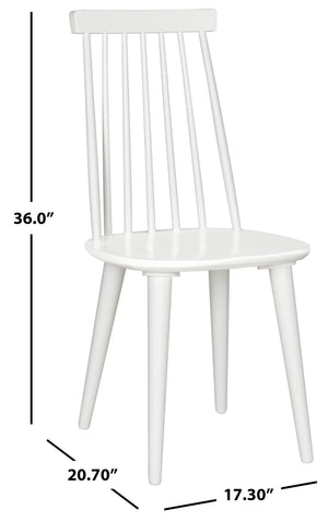 Safavieh BURRIS Contemporary Windsor-Style Side Chair Set of Two with Eco-Friendly Rubberwood Construction White AMH8511B-SET2