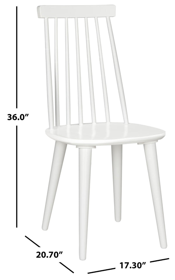 Safavieh BURRIS Contemporary Windsor-Style Side Chair Set of Two with Eco-Friendly Rubberwood Construction White AMH8511B-SET2