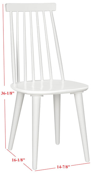Safavieh BURRIS Contemporary Windsor-Style Side Chair Set of Two with Eco-Friendly Rubberwood Construction White AMH8511B-SET2