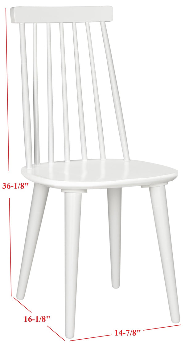 Safavieh BURRIS Contemporary Windsor-Style Side Chair Set of Two with Eco-Friendly Rubberwood Construction White AMH8511B-SET2