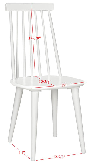 Safavieh BURRIS Contemporary Windsor-Style Side Chair Set of Two with Eco-Friendly Rubberwood Construction White AMH8511B-SET2