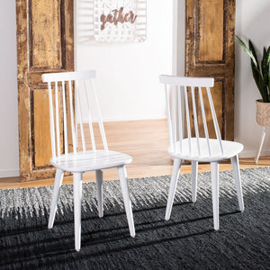 Safavieh BURRIS Contemporary Windsor-Style Side Chair Set of Two with Eco-Friendly Rubberwood Construction White AMH8511B-SET2