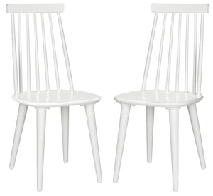 Safavieh BURRIS Contemporary Windsor-Style Side Chair Set of Two with Eco-Friendly Rubberwood Construction White AMH8511B-SET2