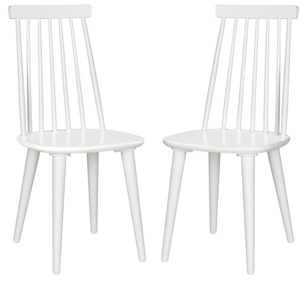 Safavieh BURRIS Contemporary Windsor-Style Side Chair Set of Two with Eco-Friendly Rubberwood Construction White AMH8511B-SET2