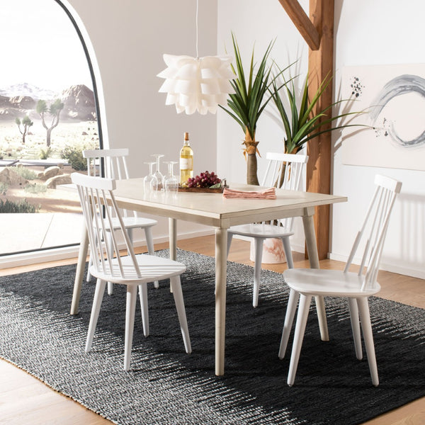 Safavieh BURRIS Contemporary Windsor-Style Side Chair Set of Two with Eco-Friendly Rubberwood Construction White AMH8511B-SET2