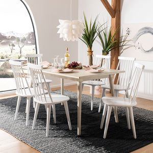 Safavieh BURRIS Contemporary Windsor-Style Side Chair Set of Two with Eco-Friendly Rubberwood Construction White AMH8511B-SET2