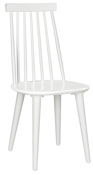 Safavieh BURRIS Contemporary Windsor-Style Side Chair Set of Two with Eco-Friendly Rubberwood Construction White AMH8511B-SET2