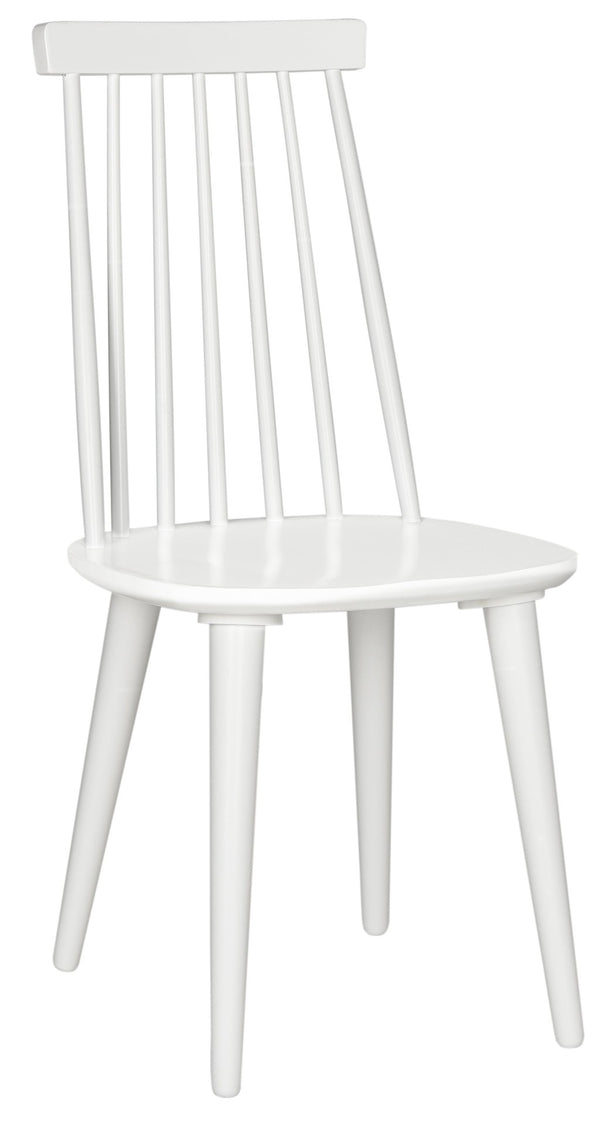 Safavieh BURRIS Contemporary Windsor-Style Side Chair Set of Two with Eco-Friendly Rubberwood Construction White AMH8511B-SET2