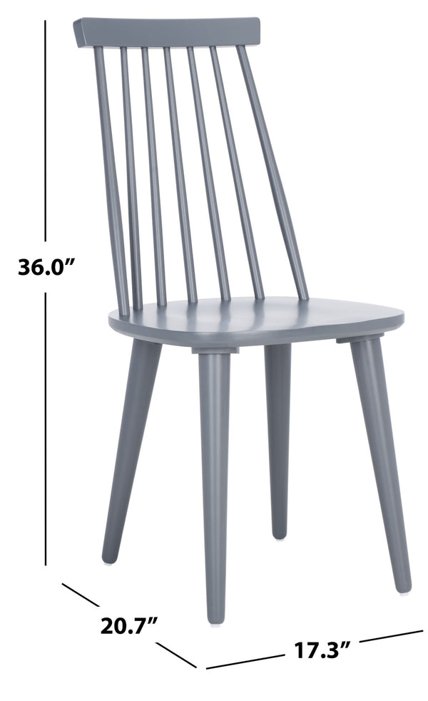 Safavieh BURRIS Contemporary Windsor-Style Side Chair Set of Two with Eco-Friendly Rubberwood Construction Grey AMH8511C-SET2