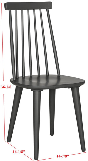 Safavieh BURRIS Contemporary Windsor-Style Side Chair Set of Two with Eco-Friendly Rubberwood Construction Grey AMH8511C-SET2