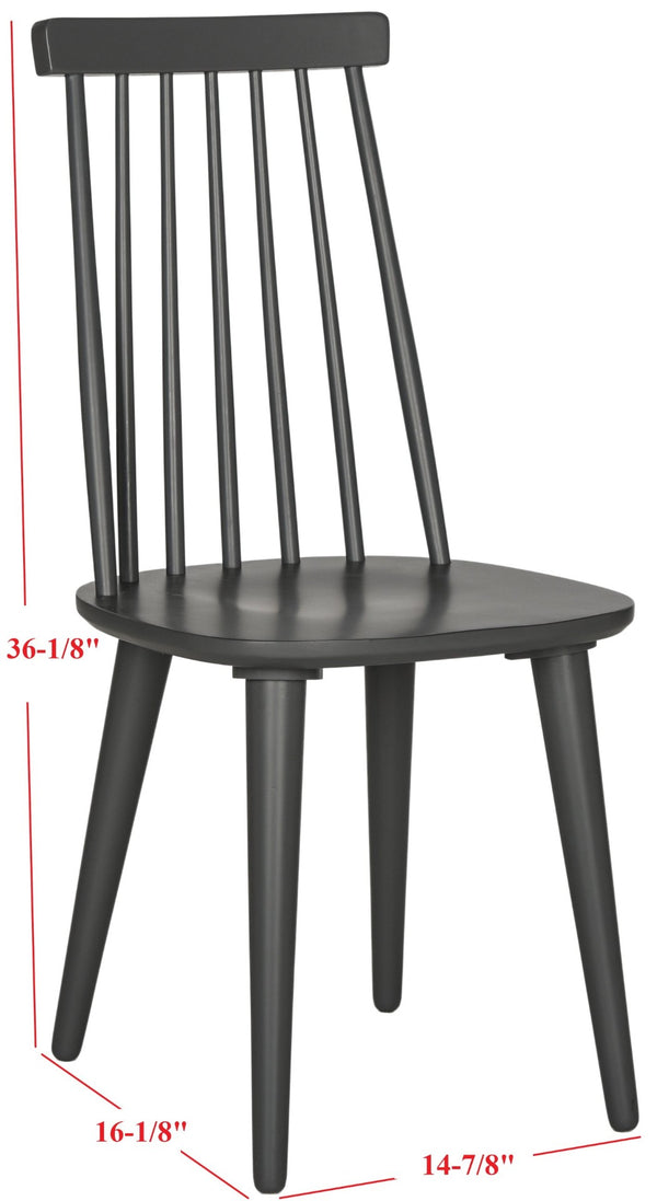 Safavieh BURRIS Contemporary Windsor-Style Side Chair Set of Two with Eco-Friendly Rubberwood Construction Grey AMH8511C-SET2