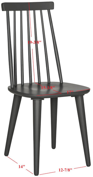 Safavieh BURRIS Contemporary Windsor-Style Side Chair Set of Two with Eco-Friendly Rubberwood Construction Grey AMH8511C-SET2