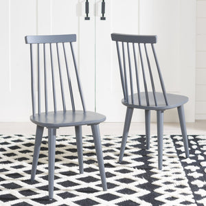 Safavieh BURRIS Contemporary Windsor-Style Side Chair Set of Two with Eco-Friendly Rubberwood Construction Grey AMH8511C-SET2