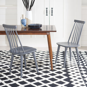 Safavieh BURRIS Contemporary Windsor-Style Side Chair Set of Two with Eco-Friendly Rubberwood Construction Grey AMH8511C-SET2