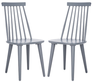 Safavieh BURRIS Contemporary Windsor-Style Side Chair Set of Two with Eco-Friendly Rubberwood Construction Grey AMH8511C-SET2