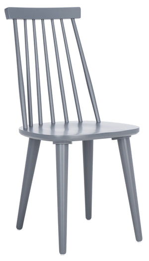 Safavieh BURRIS Contemporary Windsor-Style Side Chair Set of Two with Eco-Friendly Rubberwood Construction Grey AMH8511C-SET2
