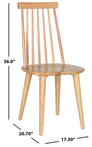 Safavieh BURRIS Contemporary Windsor-Style Side Chair Set of Two with Eco-Friendly Rubberwood Construction Natural AMH8511D-SET2