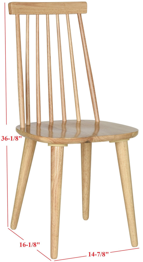 Safavieh BURRIS Contemporary Windsor-Style Side Chair Set of Two with Eco-Friendly Rubberwood Construction Natural AMH8511D-SET2