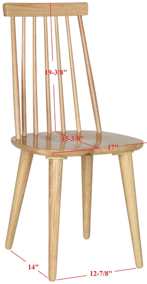 Safavieh BURRIS Contemporary Windsor-Style Side Chair Set of Two with Eco-Friendly Rubberwood Construction Natural AMH8511D-SET2
