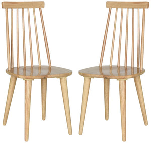 Safavieh BURRIS Contemporary Windsor-Style Side Chair Set of Two with Eco-Friendly Rubberwood Construction Natural AMH8511D-SET2