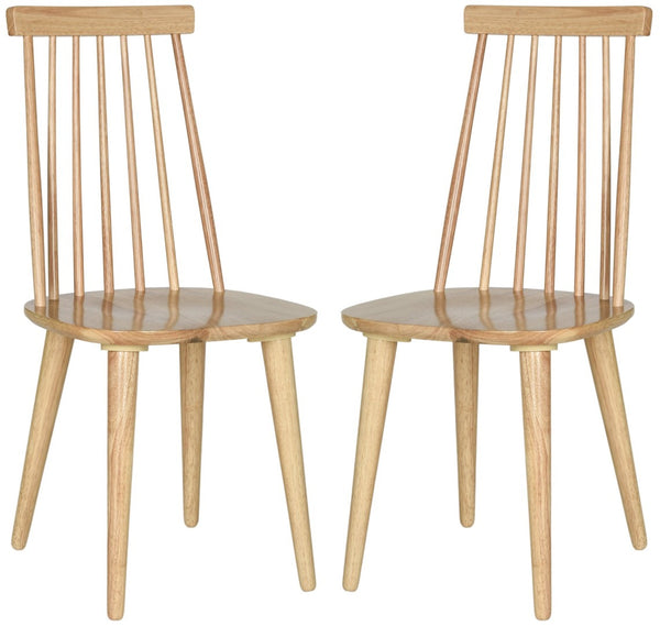 Safavieh BURRIS Contemporary Windsor-Style Side Chair Set of Two with Eco-Friendly Rubberwood Construction Natural AMH8511D-SET2