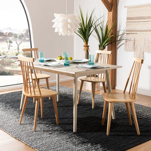 Safavieh BURRIS Contemporary Windsor-Style Side Chair Set of Two with Eco-Friendly Rubberwood Construction Natural AMH8511D-SET2