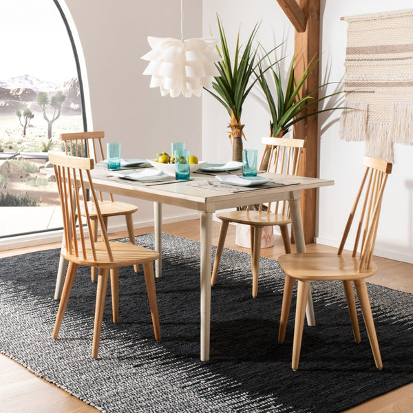 Safavieh BURRIS Contemporary Windsor-Style Side Chair Set of Two with Eco-Friendly Rubberwood Construction Natural AMH8511D-SET2