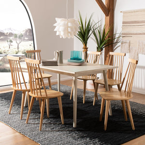 Safavieh BURRIS Contemporary Windsor-Style Side Chair Set of Two with Eco-Friendly Rubberwood Construction Natural AMH8511D-SET2
