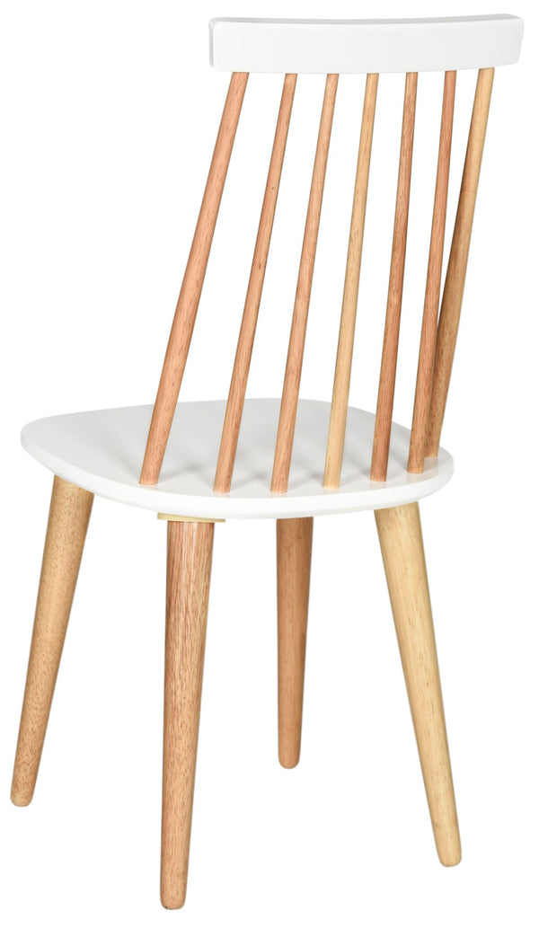 Safavieh BURRIS Contemporary Windsor-Style Side Chair Set of Two with Eco-Friendly Rubberwood Construction Natural / White AMH8511E-SET2
