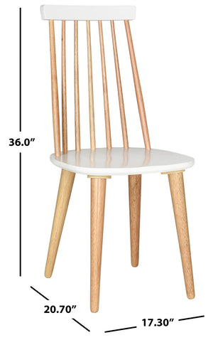 Safavieh BURRIS Contemporary Windsor-Style Side Chair Set of Two with Eco-Friendly Rubberwood Construction Natural / White AMH8511E-SET2