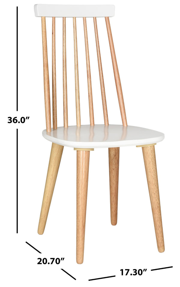 Safavieh BURRIS Contemporary Windsor-Style Side Chair Set of Two with Eco-Friendly Rubberwood Construction Natural / White AMH8511E-SET2