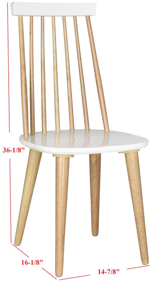 Safavieh BURRIS Contemporary Windsor-Style Side Chair Set of Two with Eco-Friendly Rubberwood Construction Natural / White AMH8511E-SET2