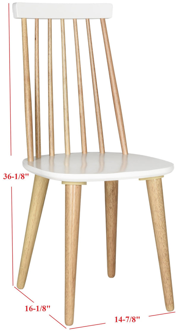 Safavieh BURRIS Contemporary Windsor-Style Side Chair Set of Two with Eco-Friendly Rubberwood Construction Natural / White AMH8511E-SET2