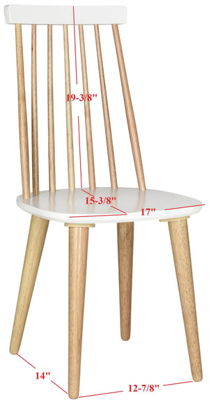 Safavieh BURRIS Contemporary Windsor-Style Side Chair Set of Two with Eco-Friendly Rubberwood Construction Natural / White AMH8511E-SET2