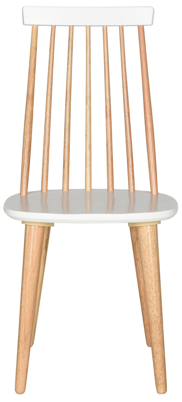 Safavieh BURRIS Contemporary Windsor-Style Side Chair Set of Two with Eco-Friendly Rubberwood Construction Natural / White AMH8511E-SET2