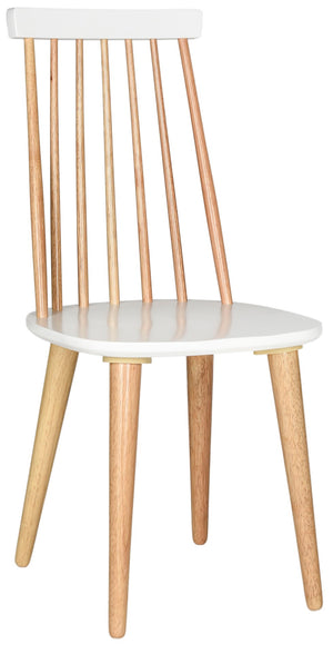 Safavieh BURRIS Contemporary Windsor-Style Side Chair Set of Two with Eco-Friendly Rubberwood Construction Natural / White AMH8511E-SET2