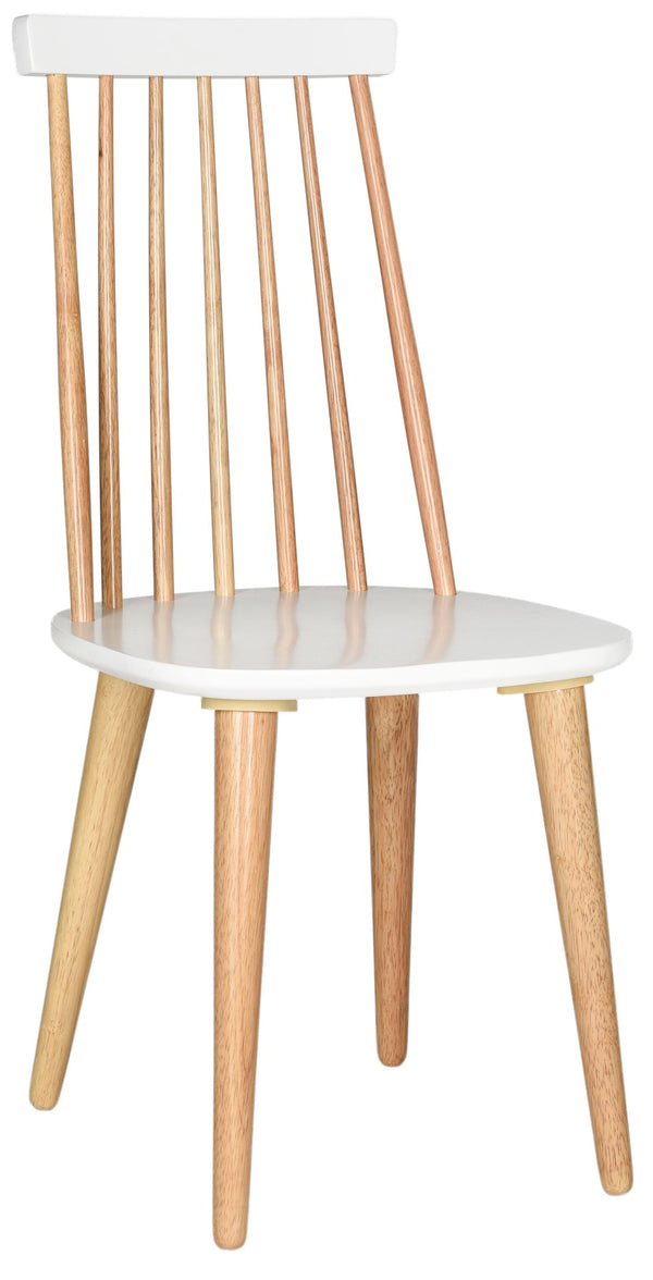 Safavieh BURRIS Contemporary Windsor-Style Side Chair Set of Two with Eco-Friendly Rubberwood Construction Natural / White AMH8511E-SET2