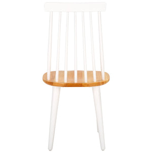 Safavieh BURRIS Contemporary Windsor-Style Side Chair Set of Two with Eco-Friendly Rubberwood Construction White / Natural AMH8511F-SET2