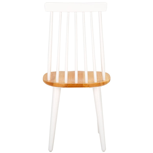 Safavieh BURRIS Contemporary Windsor-Style Side Chair Set of Two with Eco-Friendly Rubberwood Construction White / Natural AMH8511F-SET2