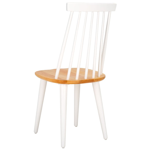 Safavieh BURRIS Contemporary Windsor-Style Side Chair Set of Two with Eco-Friendly Rubberwood Construction White / Natural AMH8511F-SET2