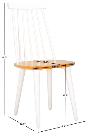 Safavieh BURRIS Contemporary Windsor-Style Side Chair Set of Two with Eco-Friendly Rubberwood Construction White / Natural AMH8511F-SET2