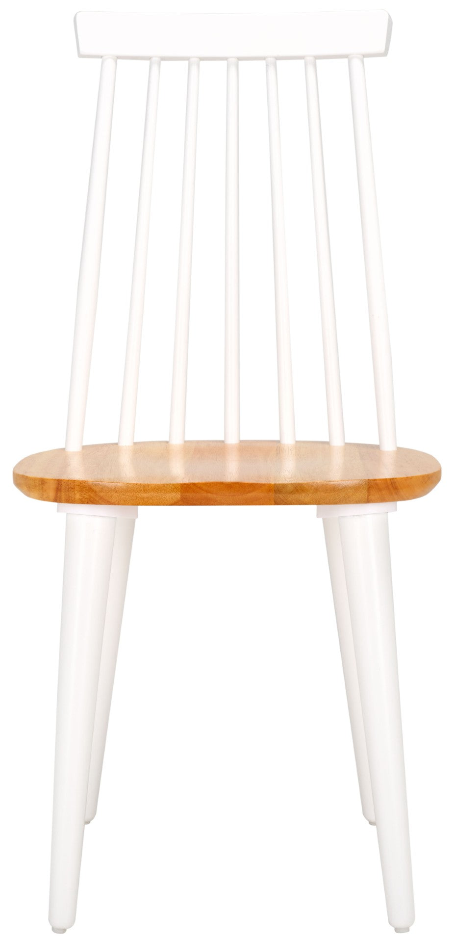Safavieh BURRIS Contemporary Windsor-Style Side Chair Set of Two with Eco-Friendly Rubberwood Construction White / Natural AMH8511F-SET2