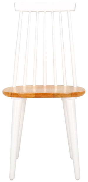 Safavieh BURRIS Contemporary Windsor-Style Side Chair Set of Two with Eco-Friendly Rubberwood Construction White / Natural AMH8511F-SET2