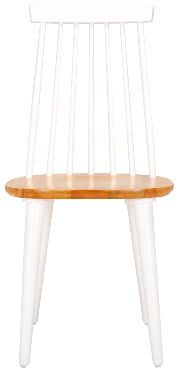 Safavieh BURRIS Contemporary Windsor-Style Side Chair Set of Two with Eco-Friendly Rubberwood Construction White / Natural AMH8511F-SET2