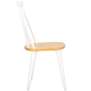 Safavieh BURRIS Contemporary Windsor-Style Side Chair Set of Two with Eco-Friendly Rubberwood Construction White / Natural AMH8511F-SET2