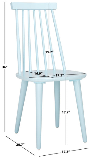 Safavieh BURRIS Contemporary Windsor-Style Side Chair Set of Two with Eco-Friendly Rubberwood Construction Pale Blue AMH8511G-SET2