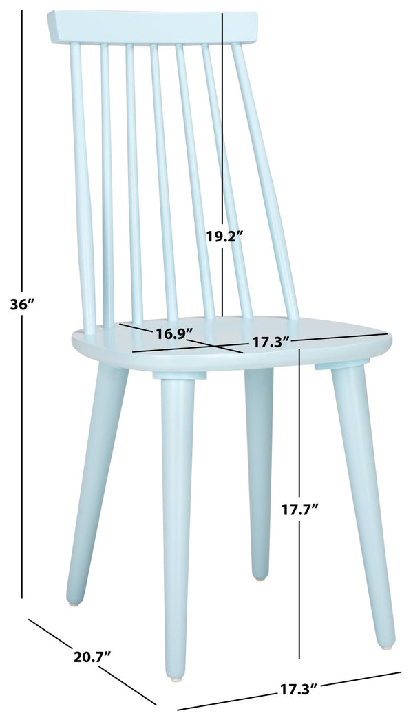 Safavieh BURRIS Contemporary Windsor-Style Side Chair Set of Two with Eco-Friendly Rubberwood Construction Pale Blue AMH8511G-SET2